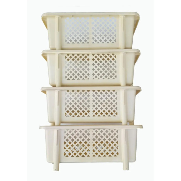 Етажерка органайзер пластикова для зберігання на кухню, у ванну бежева -
                                                        Фото 4